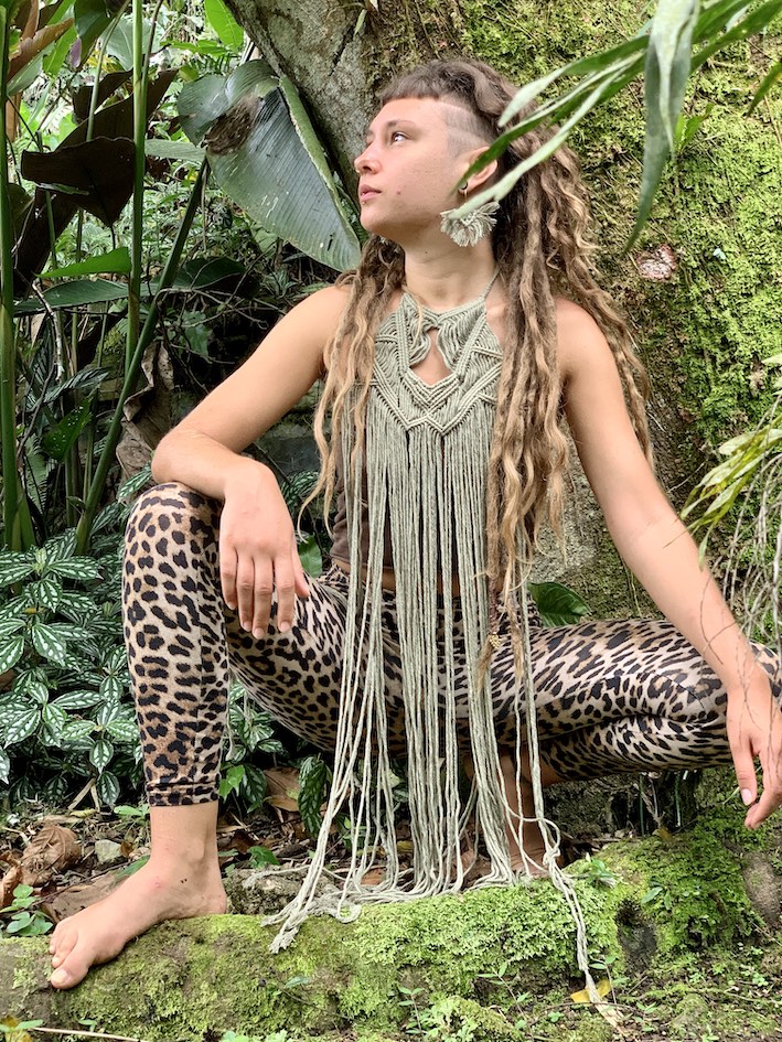 Tribal style long macrame necklace - MAYA