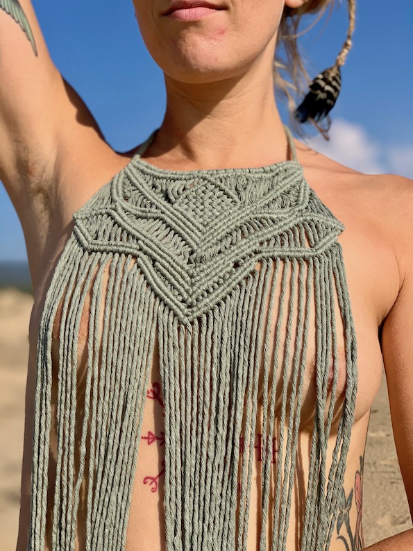 Bohemian long macrame necklace with tassels - OMEDEO
