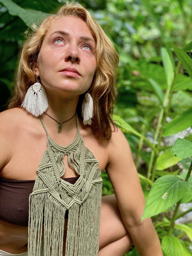 Tribal style long macrame necklace - MAYA