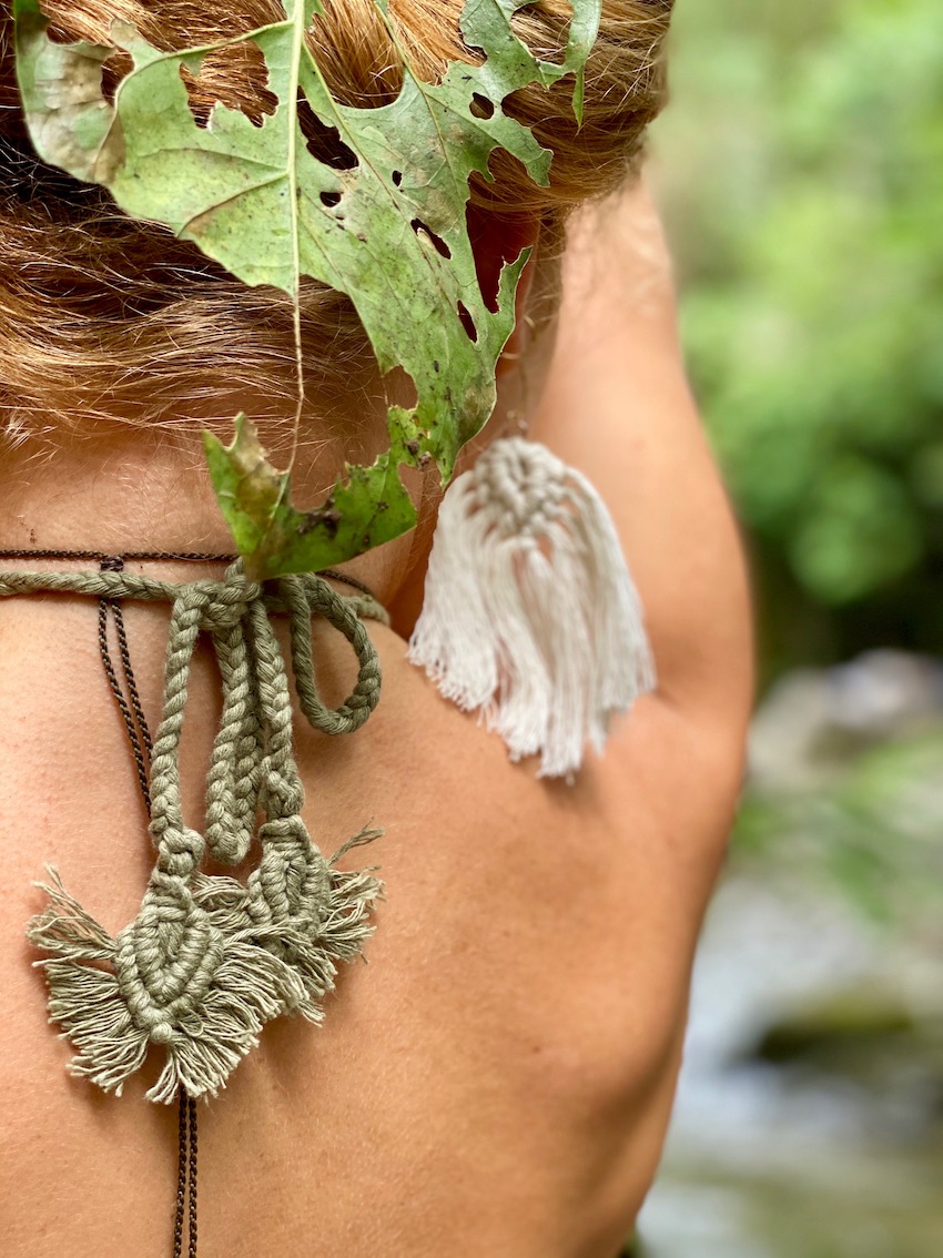 Tribal style long macrame necklace - MAYA